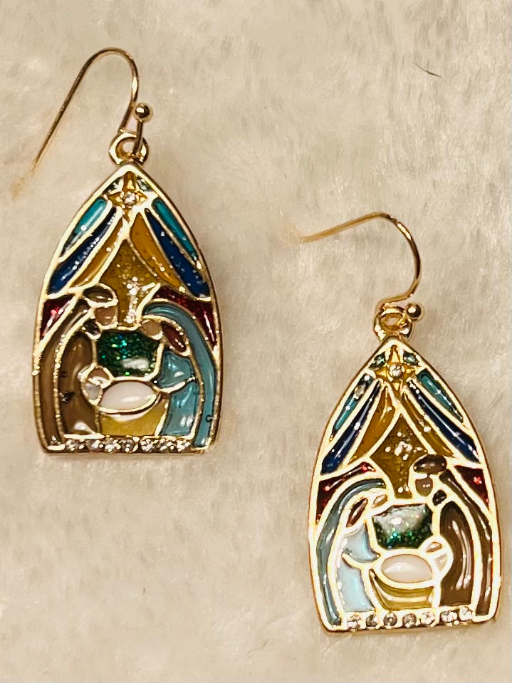 Nativity Enamel Earrings