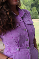 purple denim romper