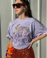 Load image into Gallery viewer, Purple Tie Dye t-shirt Tiger Clemson Boujee foil design
