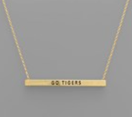 Gold go tigers bar necklace