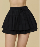 black cotton skirt with built in shorts. Elastic waist