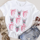 bunny bow pink bow easter white tee coquette sunglasses