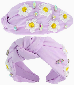 purple daisy seed bead headband
