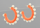 Orange pearl edge raffia wrapped hoops