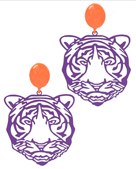 Filagree Purple Tiger Earrings