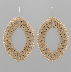 Glass Bead Trim Suede Earrings