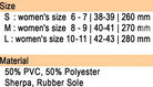 Size chart for Colorful Fuzzy Flower Slippers