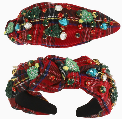 Green & Red Plaid Jeweled Headband