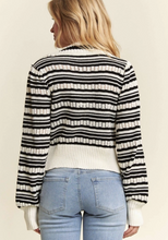 Load image into Gallery viewer, Black &amp; White Stripe/bow-front Sweater
