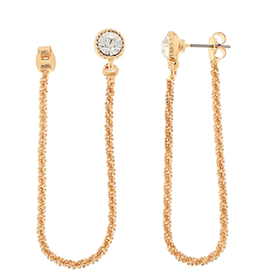 Gold Chain Connect Crystal Earrings