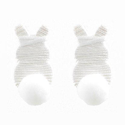 White Thread Wrapped Bunny Earrings