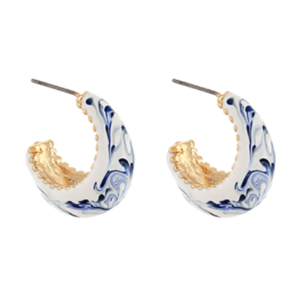 Chinoiserie Huggie Hoops