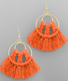 Orange Woven Tassel Earrings