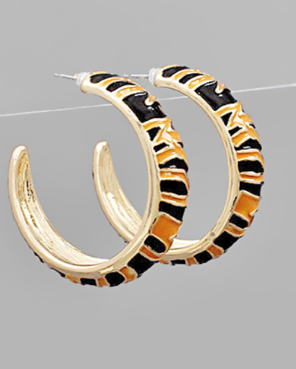 Tiger Print and gold Hoops