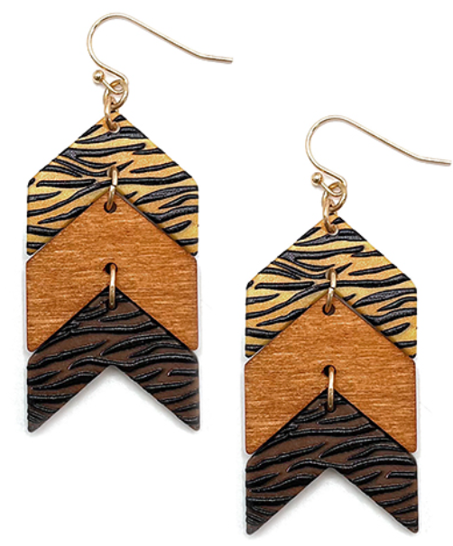 Tiger Arrow Wood Earrings