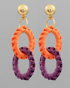 Raffia Orange/Purple Oval Earrings