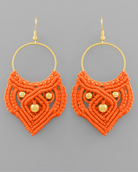 Orange Crochet & Gold Ball Earrings