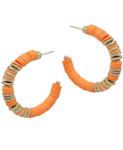 Orange Rubber & Gold Disc Hoops