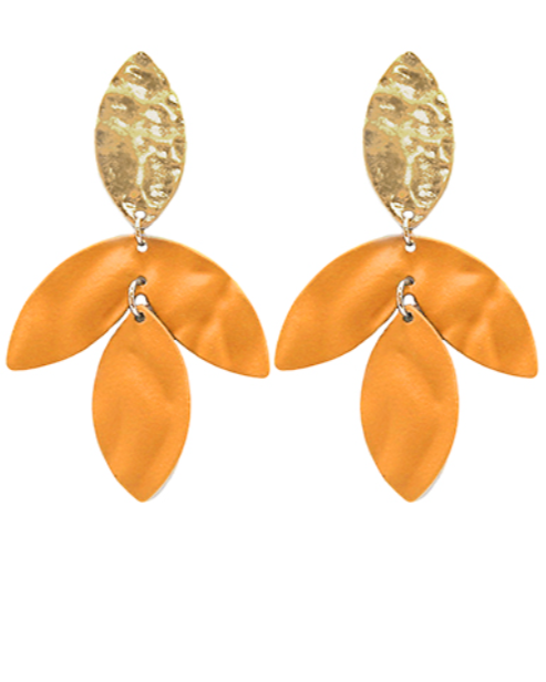 Orange/Gold Leaf Dangle Earrings