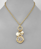 Tiger Coin Necklace with pearl accents