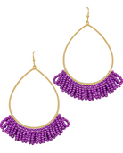 Purple Beaded Teardrop Earrings