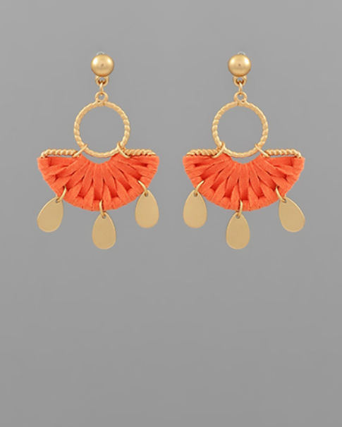 Orange Leather wrapped Hoops