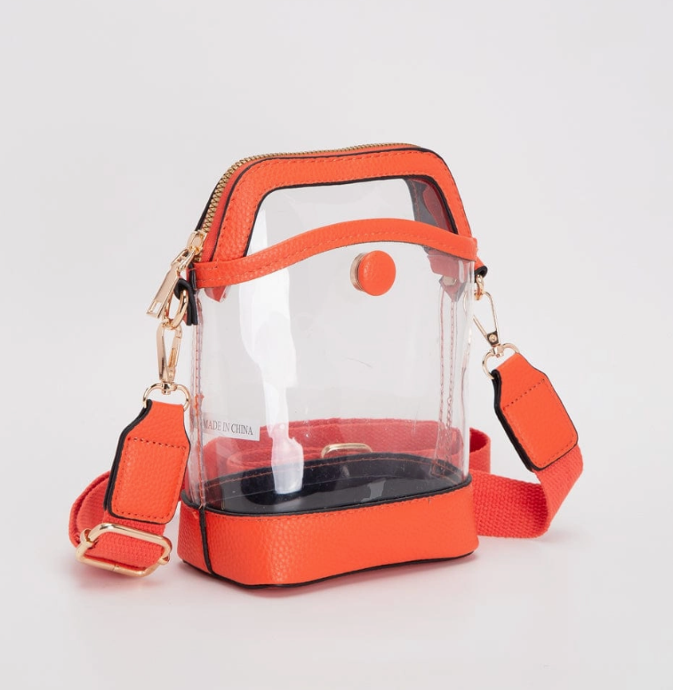 Orange Crossbody Clear Stadium Bag
