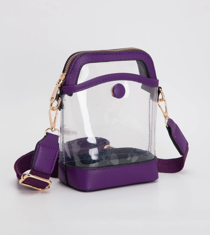 Purple Crossbody Clear Stadium Bag