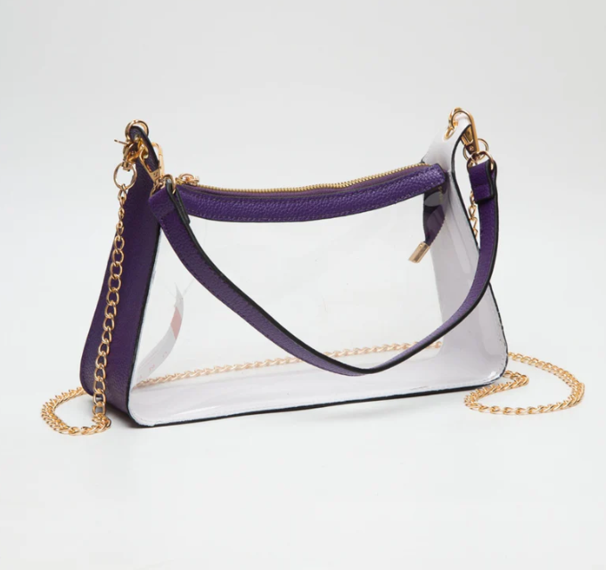 Purple Clear Satchel Stadium Bag