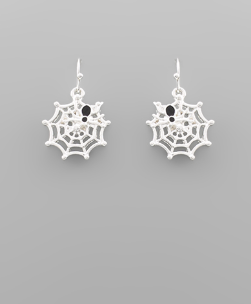 Spider Web Silver Earrings