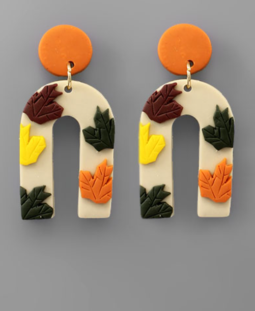 Arch Clay Fall Leaf Earrings