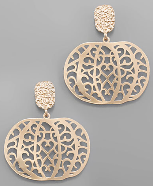 Gold Pumpkin Filagree Earrings