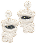 White "Mummy" Seed Bead Earrings