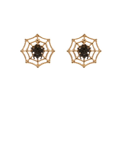 Black Spider/Gold Earrings