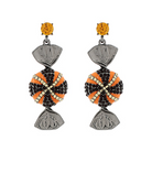 Halloween Crystal Orange & Black Candy Earrings