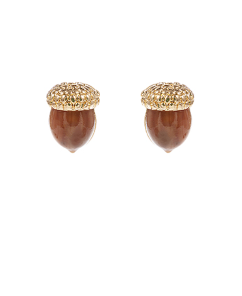 Brown & Gold Acorn Earrings