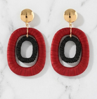 Garnet & Black Wrapped Raffia Hoops