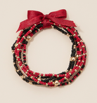 Garnet & Black Seed Bead Bracelet Stack