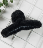 black fuzzy hair claw clip