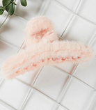pink fuzzy hair claw clip