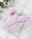 purple fuzzy hair claw clip
