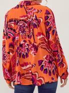 Orange/Purple Multi Satin Blouse