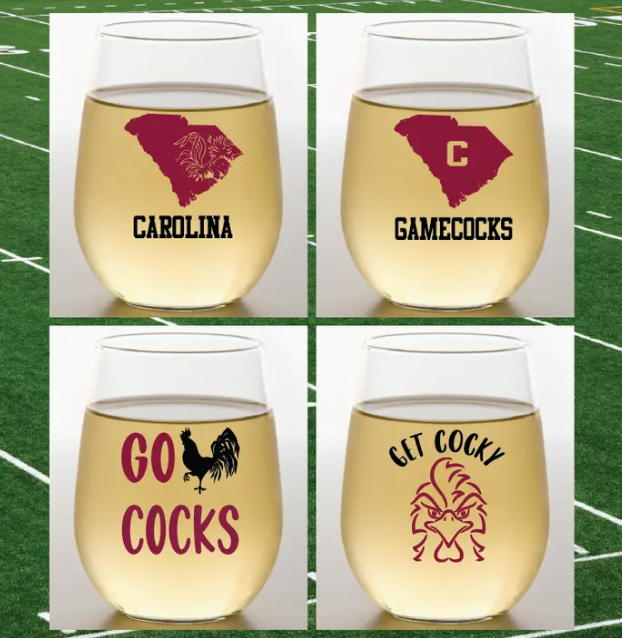 USC Gamecock Wine Glasses