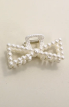 Bow Pearl Hair Claw Clips