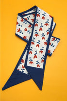 Navy & Orange Skinny Twilly Scarf