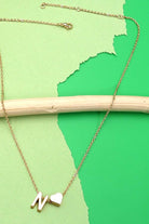 Brass Initial Heart Charm Necklace