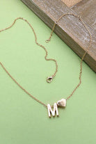 Brass Initial Heart Charm Necklace