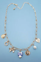 Chinoiserie Bow Heart Charm Necklace