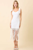 White Heart Fringe Midi Dress