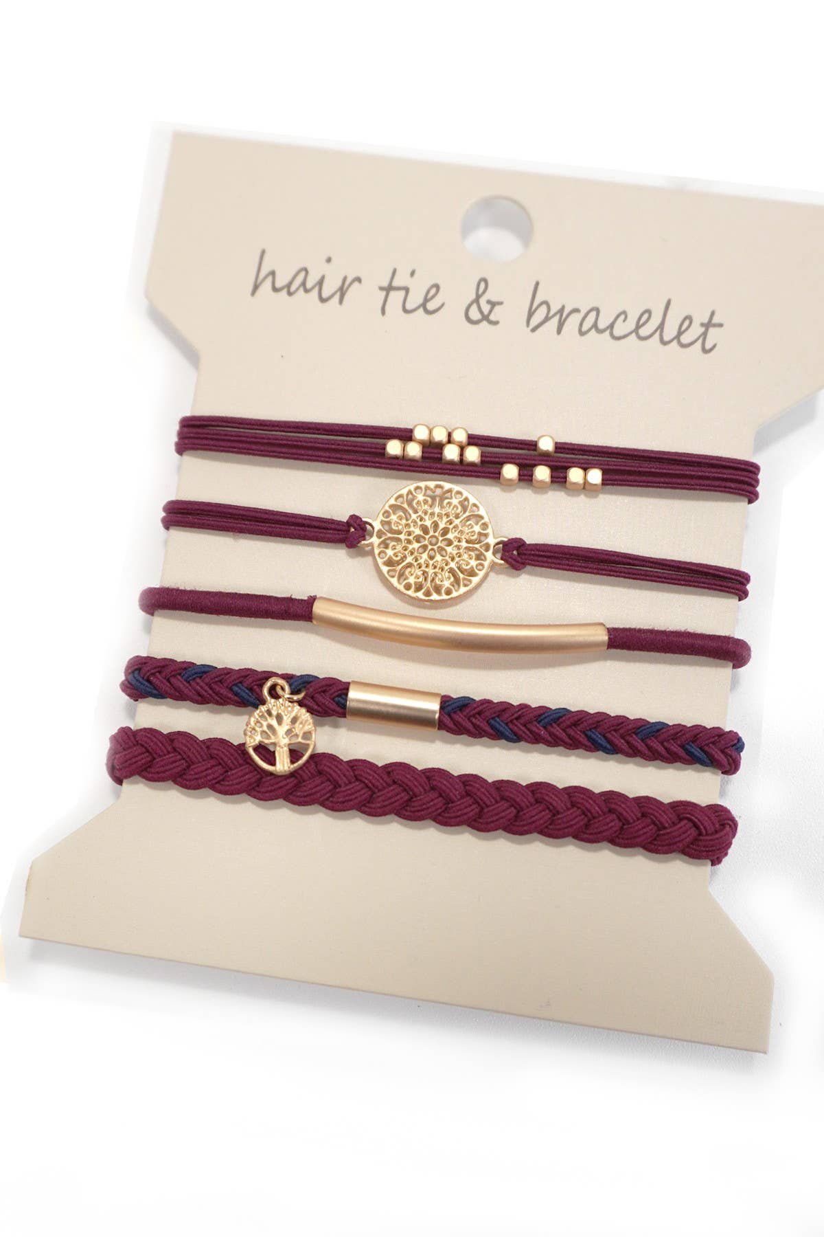 Burgundy Boho Bracelet/Hair Tie